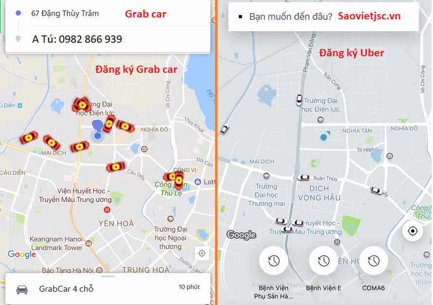 Đăng ký lái xe uber grab car tại Hà Đông